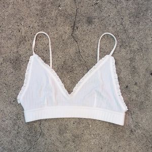 Out from under white ribbed bralette